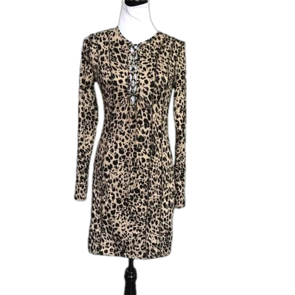Peach Love California Animal Print Knit dress Size Large Jackie Cut